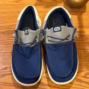 Hey Dude Navy and Light Gray Canvas Slip-Ons